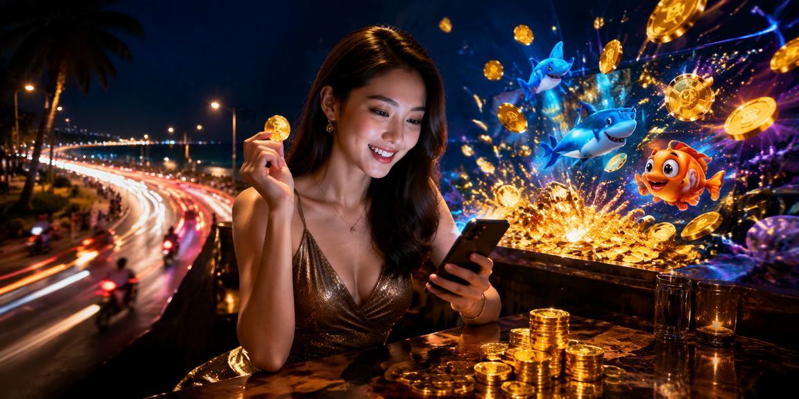 Người chơi casino trên điện thoại tại bãi biển Mũi Né